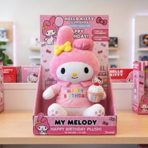 14" Hello Kitty My Melody Birthday Themed Plush Plushy Toy in Collector's Display Box Gift Present Keepsake