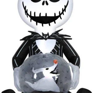Nightmare before Christmas Jack sitting with Zero Inflatable Yard 4' Foot Decoration Party Prop Sign Halloween