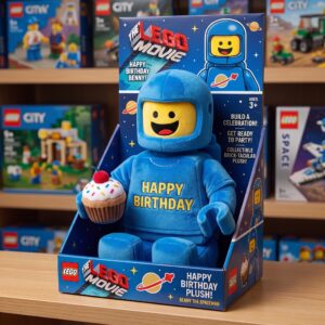 14" The Lego Movie Benny Birthday Themed Plush Plushy Toy in Collector's Display Box Gift Present Keepsake