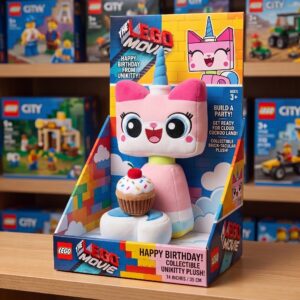 14" The Lego Movie Unikitty Birthday Themed Plush Plushy Toy in Collector's Display Box Gift Present Keepsake