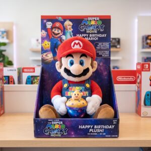 14" Super Mario Galaxy Movie Mario Birthday Themed Plush Plushy Toy in Collector's Display Box Gift Present Keepsake