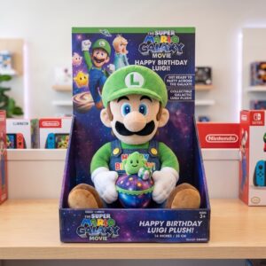 14" Super Mario Galaxy Movie Luigi Birthday Themed Plush Plushy Toy in Collector's Display Box Gift Present Keepsake