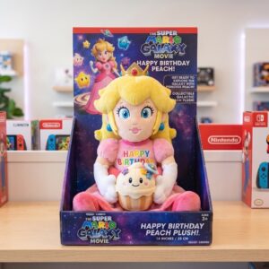 14" Super Mario Galaxy Movie Princess Peach Birthday Themed Plush Plushy Toy in Collector's Display Box Gift Present Keepsake