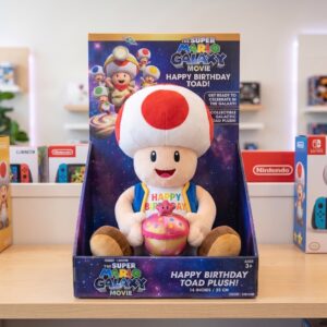14" Super Mario Galaxy Movie Toad Birthday Themed Plush Plushy Toy in Collector's Display Box Gift Present Keepsake