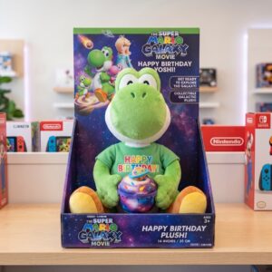 14" Super Mario Galaxy Movie Yoshi Birthday Themed Plush Plushy Toy in Collector's Display Box Gift Present Keepsake