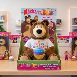 14" Masha and The Bear Birthday Themed Plush Plushy Toy in Collector's Display Box Gift Present Keepsake