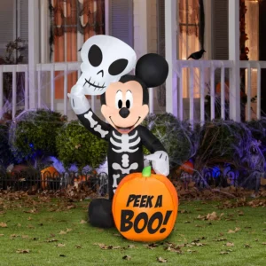 Mickey Mouse Skeleton Costume Inflatable Yard 4' Foot Decoration Party Prop Sign Halloween