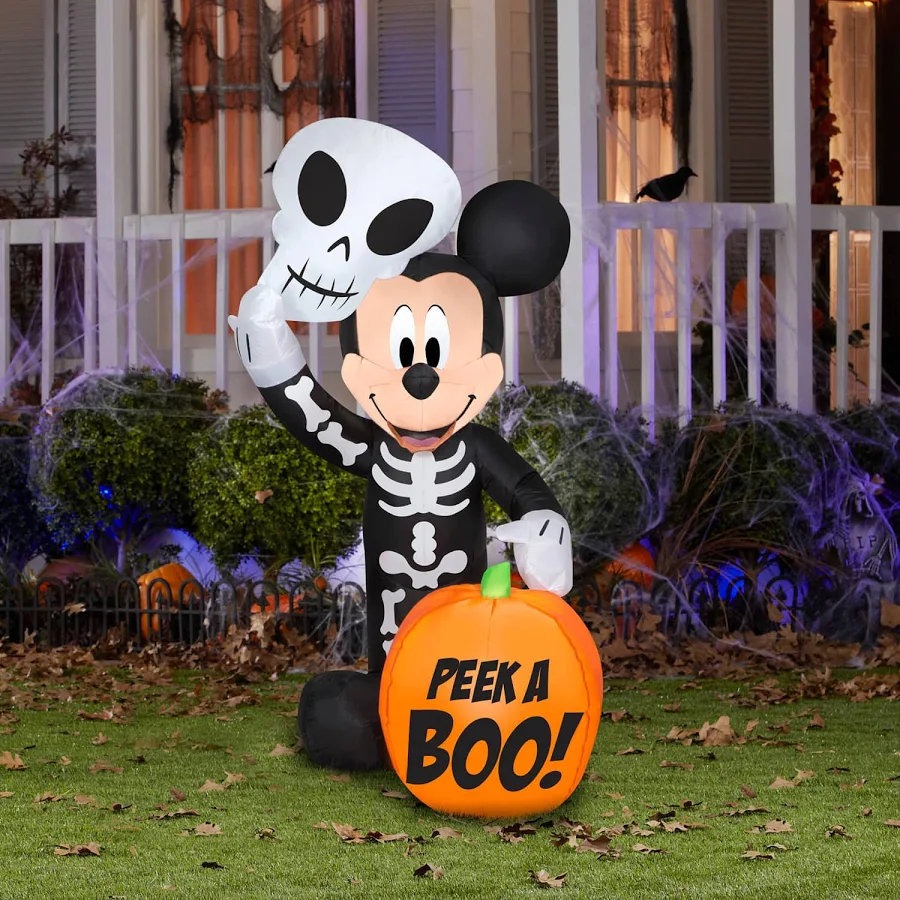 Mickey Mouse Skeleton Costume Inflatable Yard 4' Foot Decoration Party Prop Sign Halloween