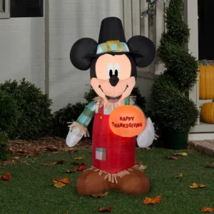 Mickey Mouse Scarecrow Pilgrim Inflatable Yard 3.5' Foot Decoration Party Prop Sign Thanksgiving