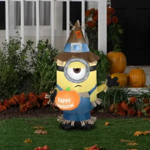 Minion Scarecrow with Sign Inflatable Yard 3.5' Foot Decoration Party Prop Sign Thanksgiving