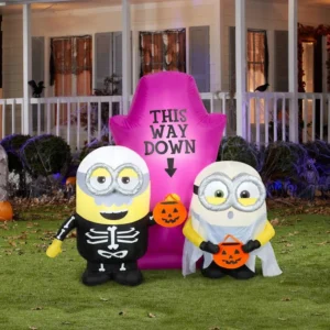 Minions with Tombstone Inflatable Yard 5' Foot Decoration Party Prop Sign Halloween