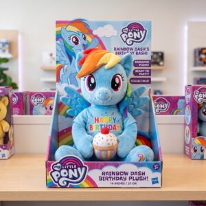 14" My Little Pony Rainbow Dash Birthday Themed Plush Plushy Toy in Collector's Display Box Gift Present Keepsake