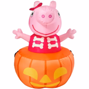 Peppa Pig Skeleton Costume in Pumpkin Inflatable Yard 4.5' Foot Decoration Party Prop Sign Halloween