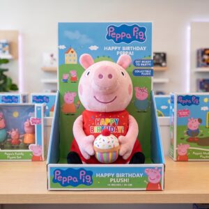 14" Peppa Pig Birthday Themed Plush Plushy Toy in Collector's Display Box Gift Present Keepsake