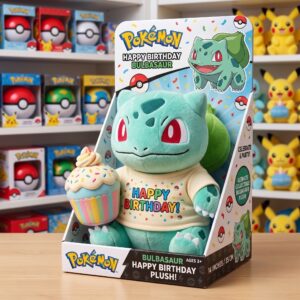 14" Pokemon Bulbasaur Birthday Themed Plush Plushy Toy in Collector's Display Box Gift Present Keepsake