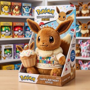14" Pokemon Eevee Birthday Themed Plush Plushy Toy in Collector's Display Box Gift Present Keepsake