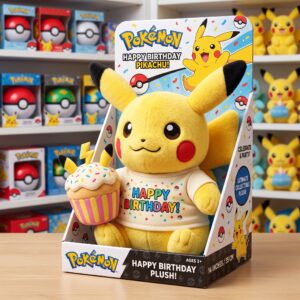 14" Pokemon Pikachu Birthday Themed Plush Plushy Toy in Collector's Display Box Gift Present Keepsake