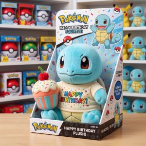 14" Pokemon Squirtle Birthday Themed Plush Plushy Toy in Collector's Display Box Gift Present Keepsake