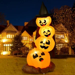 Witch Hat Pumpkins Stack Inflatable Yard 7' Foot Decoration Party Prop Sign Halloween
