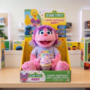 14" Sesame Street Abby Cadabby Birthday Themed Plush Plushy Toy in Collector's Display Box Gift Present Keepsake
