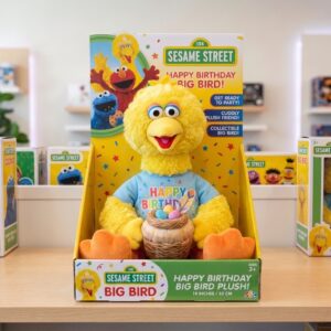 14" Sesame Street Big Bird Birthday Themed Plush Plushy Toy in Collector's Display Box Gift Present Keepsake