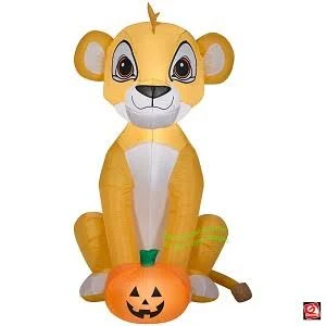 Lion King Simba Cub with Pumpkin Inflatable Yard 4.5' Foot Decoration Party Prop Sign Halloween