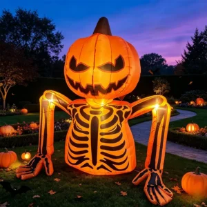 Skeleton Pumpkin Torso Emerging Inflatable Yard 6' Foot Decoration Party Prop Sign Halloween