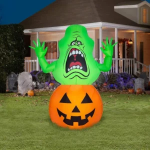 Ghostbusters Slimer on Pumpkin Inflatable Yard 3.5' Foot Decoration Party Prop Sign Halloween