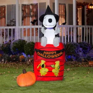 The Peanuts Witch Snoopy on House Inflatable Yard 6' Foot Decoration Party Prop Sign Halloween