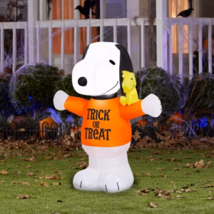 The Peanuts Snoopy Trick or Treat Shirt and Woodstock Inflatable Yard 3' Foot Decoration Party Prop Sign Halloween