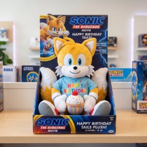 14" Sonic the Hedgehog Movie Tails Birthday Themed Plush Plushy Toy in Collector's Display Box Gift Present Keepsake