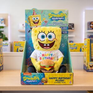14" SpongeBob SquarePants Birthday Themed Plush Plushy Toy in Collector's Display Box Gift Present Keepsake