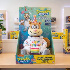 14" SpongeBob SquarePants Sandy Cheeks Birthday Themed Plush Plushy Toy in Collector's Display Box Gift Present Keepsake