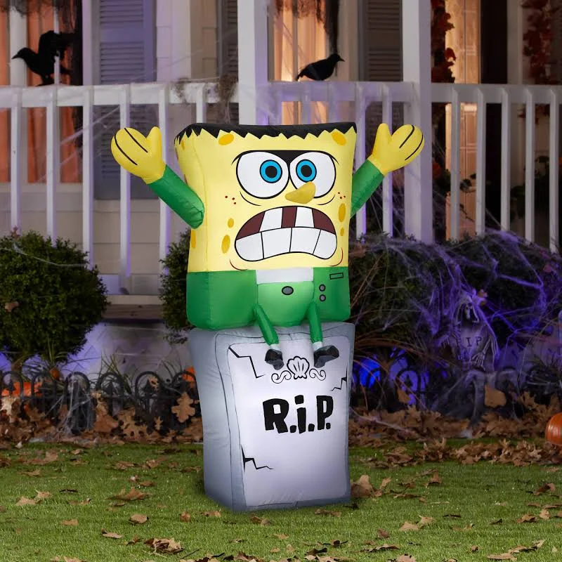 SpongeBob Frankenstein sitting on Tombstone Inflatable Yard 3.5' Foot Decoration Party Prop Sign Halloween