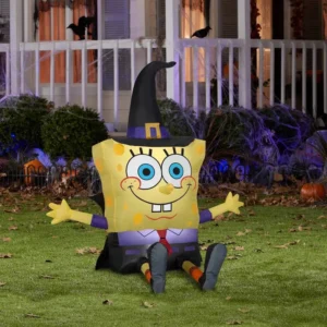 SpongeBob Witch Costume Inflatable Yard 4' Foot Decoration Party Prop Sign Halloween