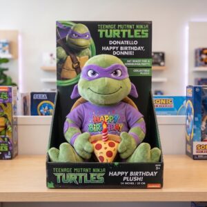 14" TMNT Ninja Turtles Donnie Donatello Birthday Themed Plush Plushy Toy in Collector's Display Box Gift Present Keepsake