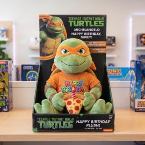 14" TMNT Ninja Turtles Mikey Michelangelo Birthday Themed Plush Plushy Toy in Collector's Display Box Gift Present Keepsake