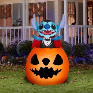 Stitch Vampire Costume in Pumpkin Inflatable Yard 3.5' Foot Decoration Party Prop Sign Halloween