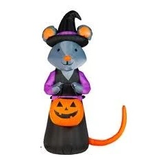 Witch Rat Figure Inflatable Yard 4' Foot Decoration Party Prop Sign Halloween