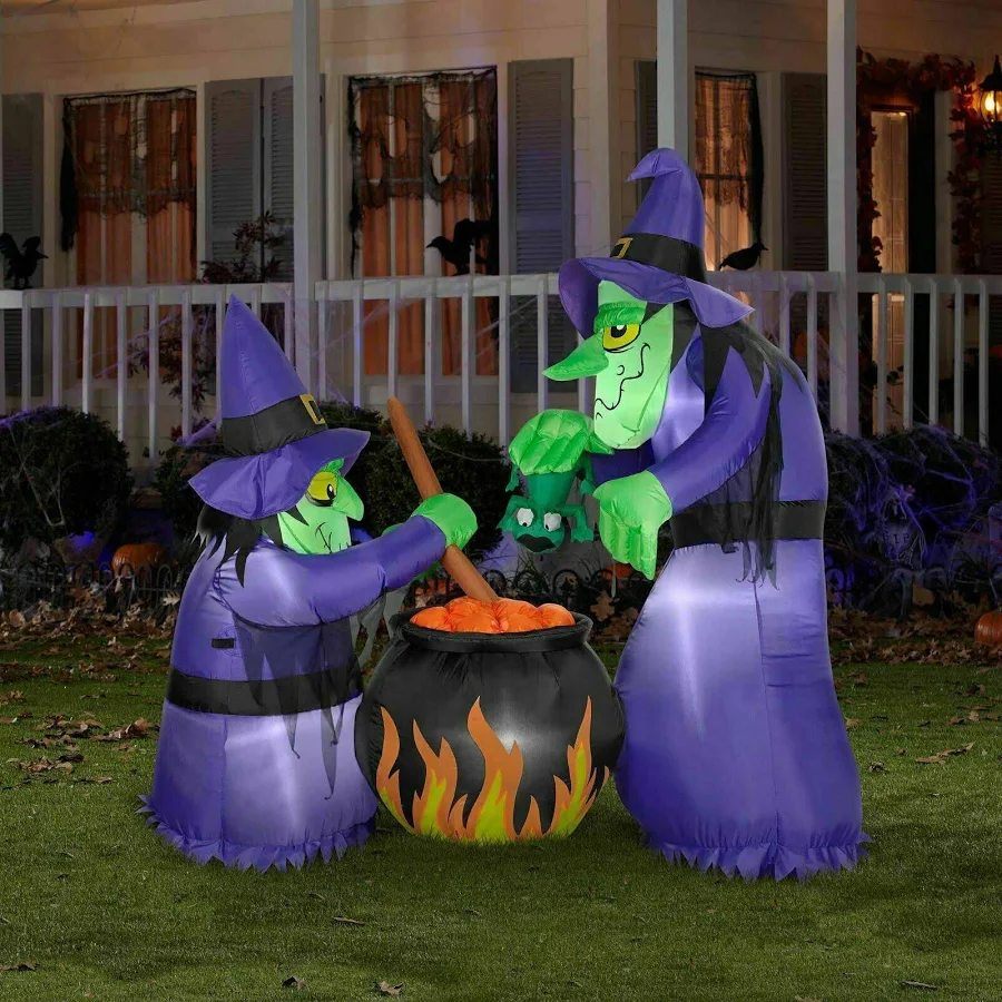 Witches with Cauldron Inflatable Yard 6' Foot Decoration Party Prop Sign Halloween