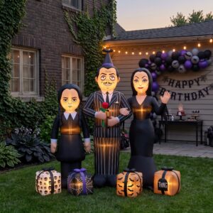 The Addams Family Characters Inflatable Trio Yard 10' Foot Wide Decoration Party Prop Sign with Birthday Presents