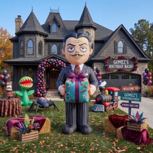 Addams Family Gomez with Birthday Present 10' Foot Tall Massive Caracter Inflatable LED Blow Up Decoration Party Prop Birthday
