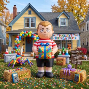 Addams Family Pugsley with Birthday Present 10' Foot Tall Massive Caracter Inflatable LED Blow Up Decoration Party Prop Birthday