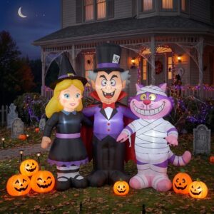 Alice in Wonderland Characters Inflatable Trio Yard 10' Foot Wide Decoration Party Prop Sign with Halloween Pumpkins