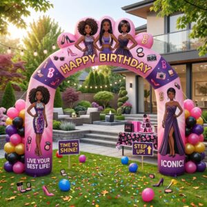 Black Barbie Dolls Theme Inflatable Arch Yard 9'x8' Foot Decoration Party Prop Sign Birthday
