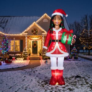 Black Barbie Girl Doll 10' Foot Tall Massive Caracter Inflatable LED Blow Up Decoration Party Prop Christmas