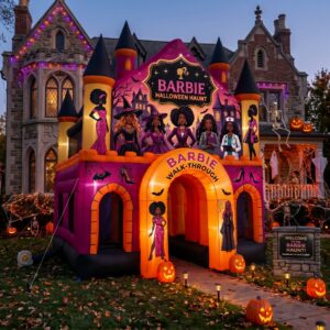 Black Barbie Dolls Theme Giant Yard Inflatable Walk-Through Haunted House Castle 10' Foot Tall Decoration Party Prop Halloween