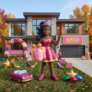 Black Barbie Girl Doll with Birthday Present 10' Foot Tall Massive Caracter Inflatable LED Blow Up Decoration Party Prop Birthday