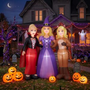 Blonde Barbie Dolls Characters Inflatable Trio Yard 10' Foot Wide Decoration Party Prop Sign with Halloween Pumpkins