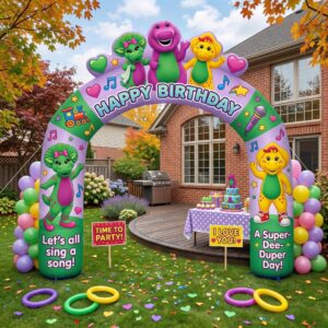 Barney & Friends Theme Inflatable Arch Yard 9'x8' Foot Decoration Party Prop Sign Birthday